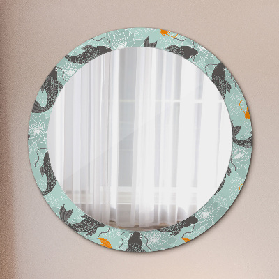 Round mirror decor Chinese carp