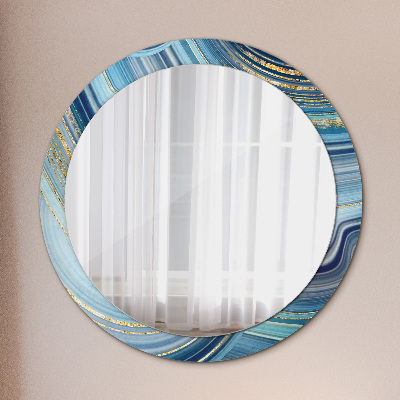 Round decorative wall mirror Blue marble