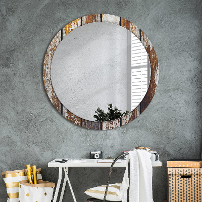 Round mirror decor Vintage dark wood