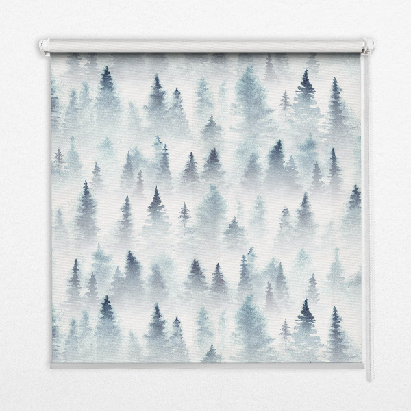 Roller blind for window Forest in the fog