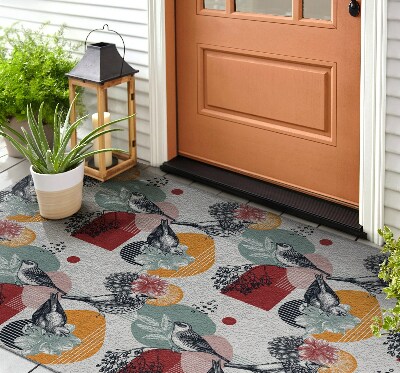 Carpet front door Birds and Flowers Pattern