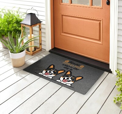 Front door doormat Greeting Dogs