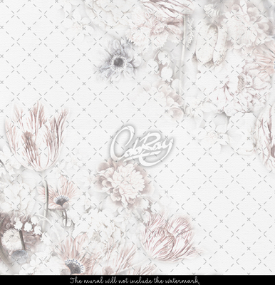 Wallpaper White Vintage Floral Art