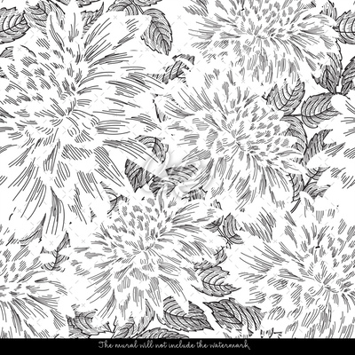 Wallpaper Graphite Dahlias