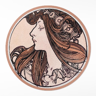 Vinyl floor rug Stained glass with woman by Alfons Mucha