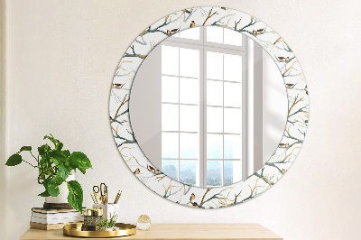 Round mirror decor Sparrows birds branches