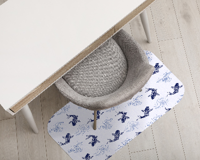Chair floor protector Blue fish koi