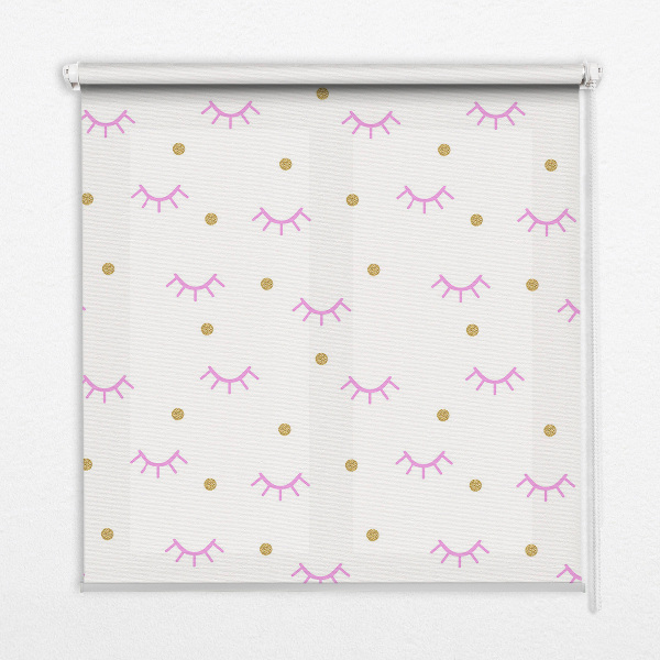 Roller blind for window Drawn eyebrows and dots