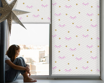 Roller blind for window Drawn eyebrows and dots
