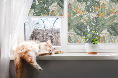 Roller blind for window Tropical plants