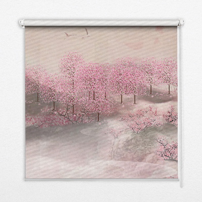 Roller blind for window Garden cherry flower