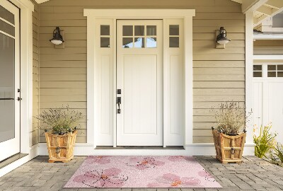 Front door doormat Pink Flowers