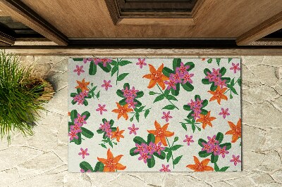 Front door floor mat Floristic Motif