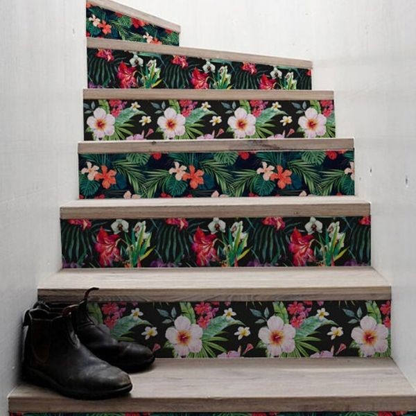 Floral stair decals