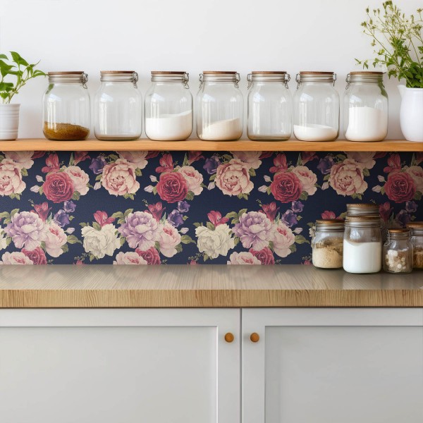 Flowers and plants self-adhesive vinyl tiles