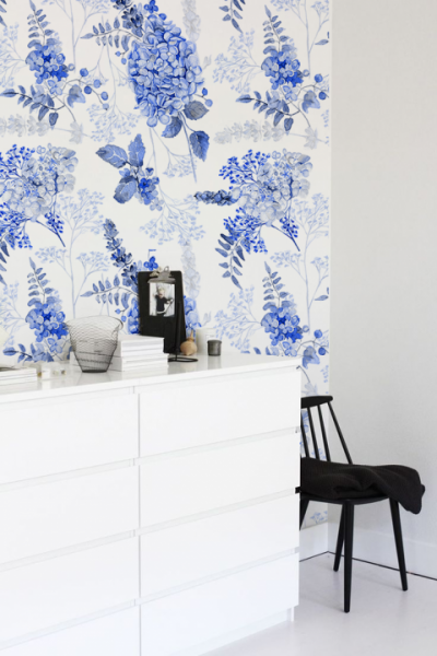 Floral elegance on a peel and stick wall mural