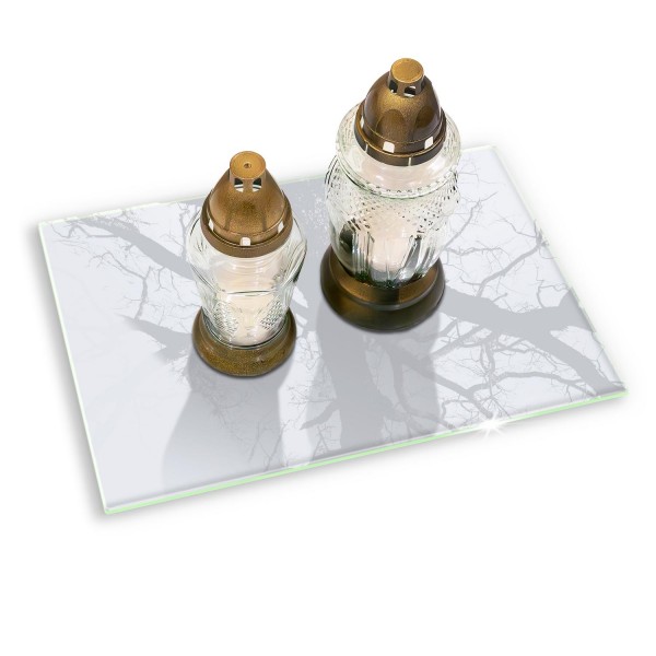Glass grave candle plates