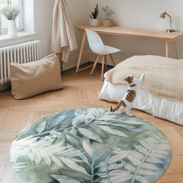 Vinyl rugs with floral and plant motifs