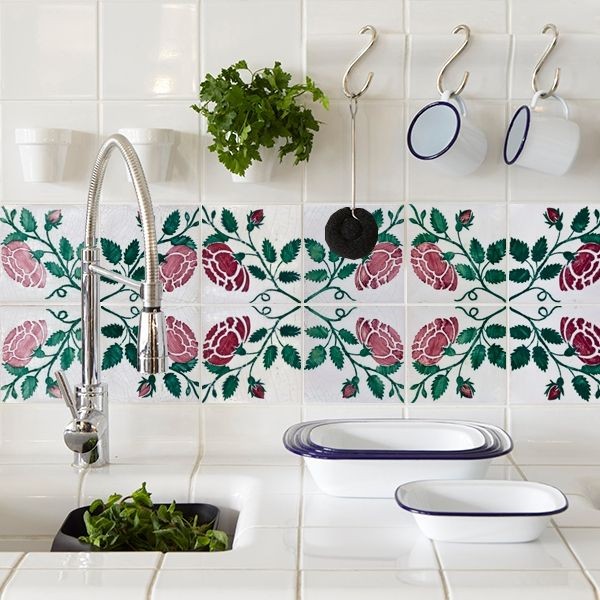 Floral tile decals