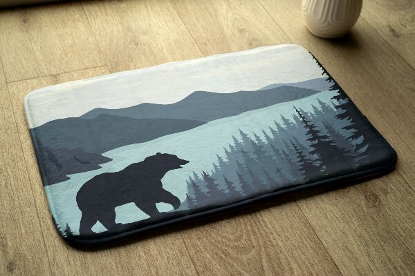 Bathroom rugs with landscape motifs
