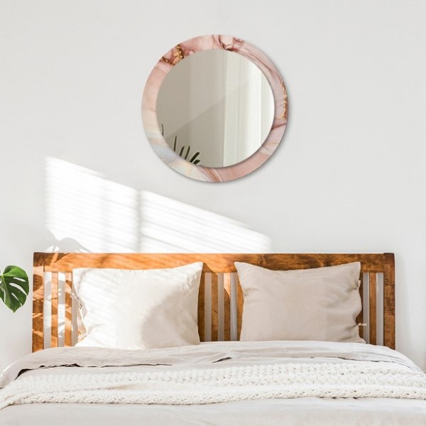 Round decorative mirrors with printed motifs